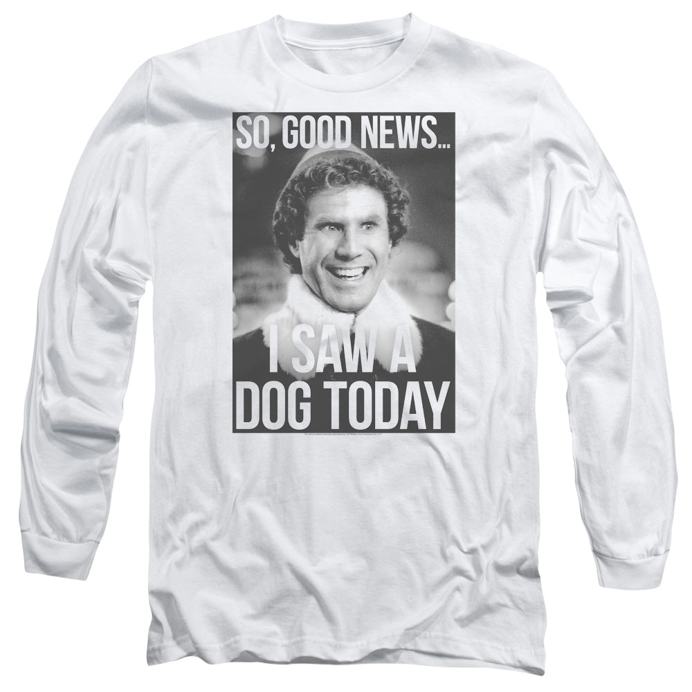AN OFFCIALLY LICENSED ELF MUST LOVE DOGS MEN'S LONG SLEEVE T-SHIRT WHITE
