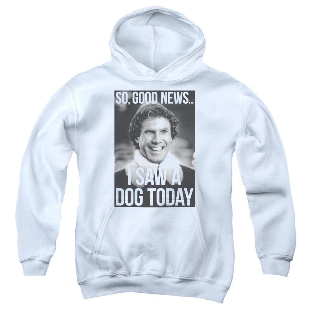 AN OFFCIALLY LICENSED ELF MUST LOVE DOGS YOUTH HOODIE WHITE