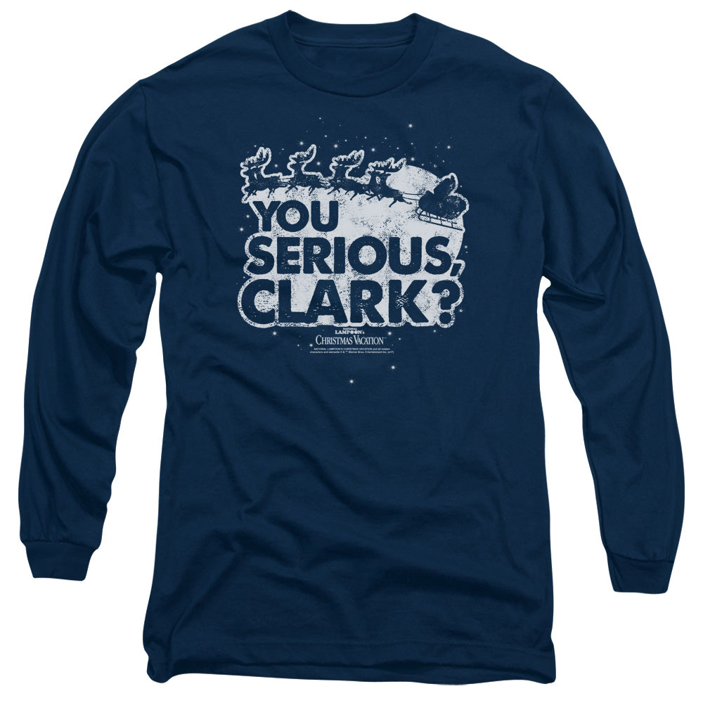 AN OFFCIALLY LICENSED CHRISTMAS VACATION YOU SERIOUS CLARK MEN'S LONG SLEEVE T-SHIRT NAVY