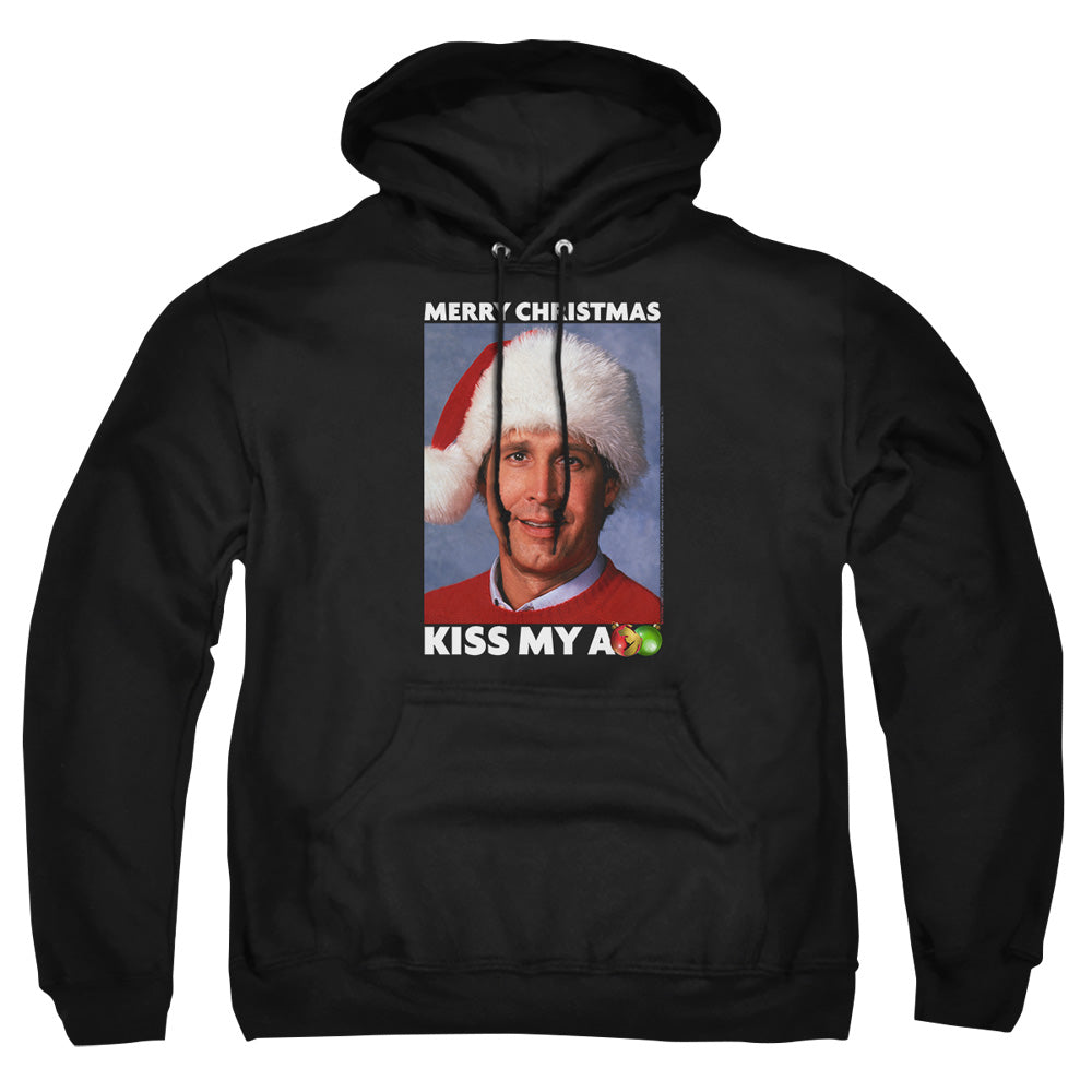 AN OFFCIALLY LICENSED CHRISTMAS VACATION MERRY KISS ADULT UNISEX PULLOVER HOODIE BLACK
