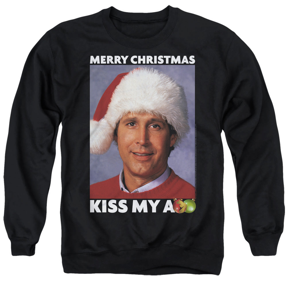 AN OFFCIALLY LICENSED CHRISTMAS VACATION MERRY KISS ADULT UNISEX CREWNECK SWEATSHIRT BLACK