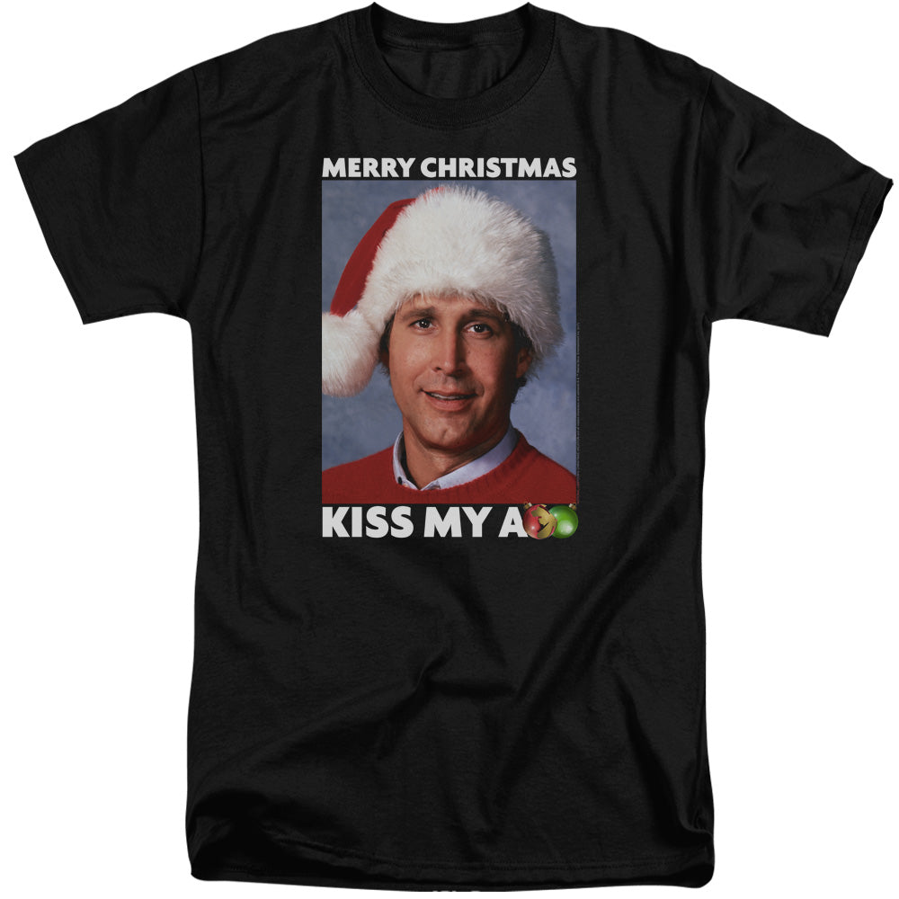AN OFFCIALLY LICENSED CHRISTMAS VACATION MERRY KISS MEN'S TALL FIT T-SHIRT BLACK