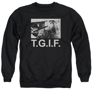 AN OFFCIALLY LICENSED FRIDAY THE 13TH TGIF ADULT UNISEX CREWNECK SWEATSHIRT BLACK