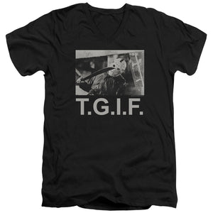AN OFFCIALLY LICENSED FRIDAY THE 13TH TGIF MEN'S V-NECK T-SHIRT BLACK