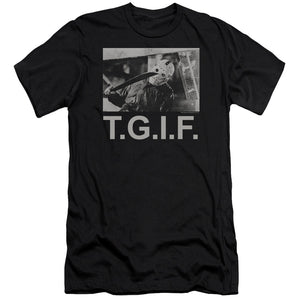 AN OFFCIALLY LICENSED FRIDAY THE 13TH TGIF MEN'S PREMIUM SLIM FIT T-SHIRT BLACK