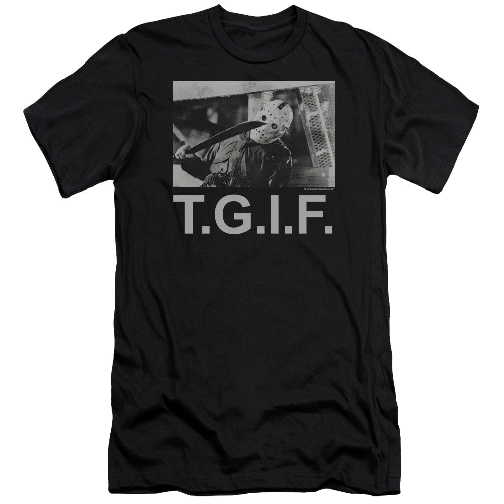 AN OFFCIALLY LICENSED FRIDAY THE 13TH TGIF MEN'S PREMIUM SLIM FIT T-SHIRT BLACK