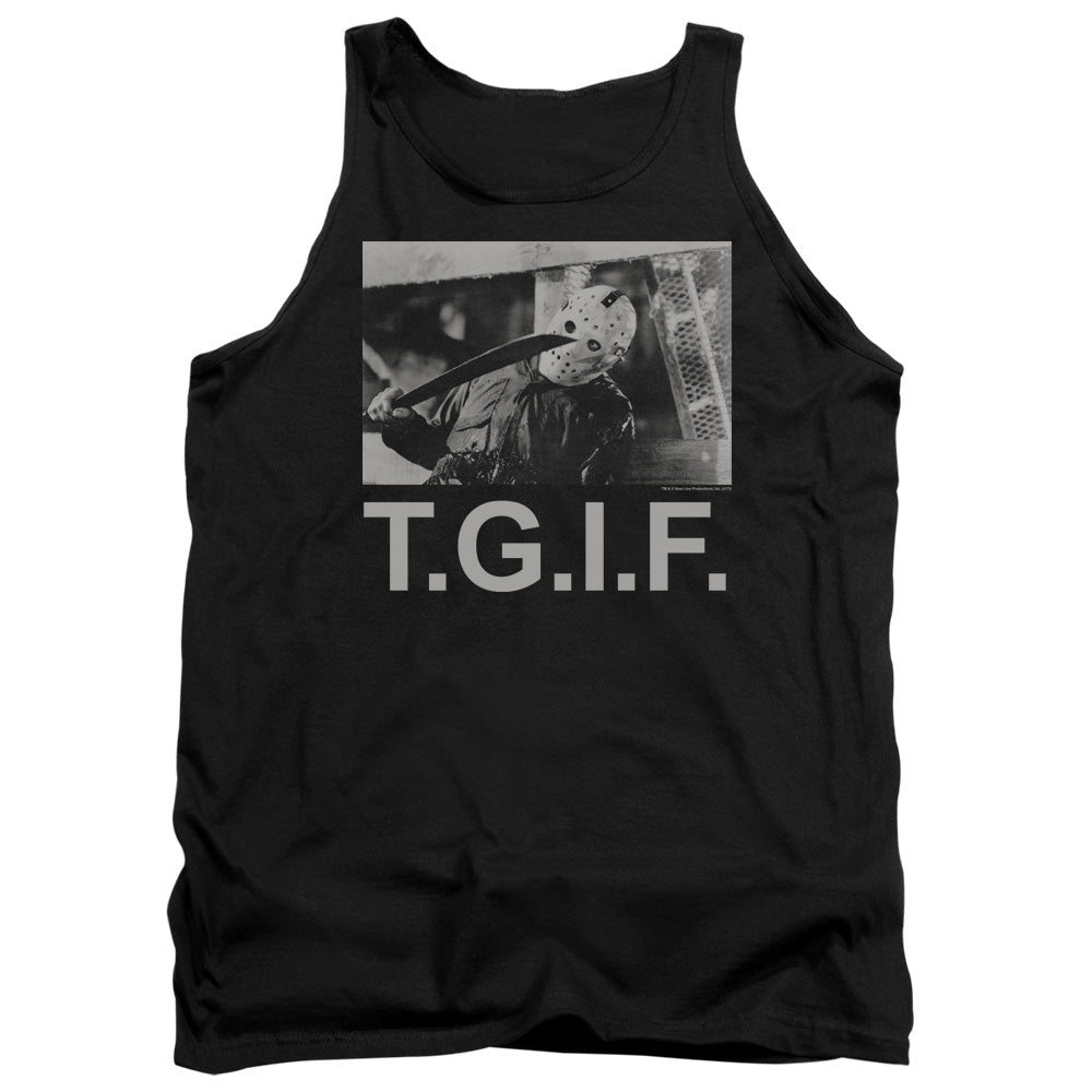 AN OFFCIALLY LICENSED FRIDAY THE 13TH TGIF ADULT UNISEX TANK TOP BLACK