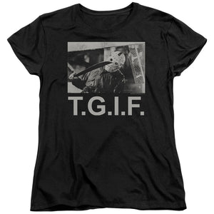 AN OFFCIALLY LICENSED FRIDAY THE 13TH TGIF WOMEN'S REGULAR FIT T-SHIRT BLACK