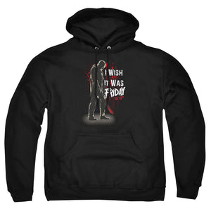 AN OFFCIALLY LICENSED FRIDAY THE 13TH I WISH IT WAS FRIDAY ADULT UNISEX PULLOVER HOODIE BLACK