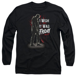 AN OFFCIALLY LICENSED FRIDAY THE 13TH I WISH IT WAS FRIDAY MEN'S LONG SLEEVE T-SHIRT BLACK