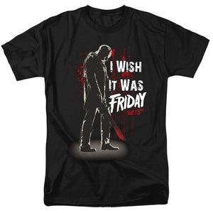 AN OFFCIALLY LICENSED FRIDAY THE 13TH I WISH IT WAS FRIDAY MEN'S REGULAR FIT T-SHIRT BLACK