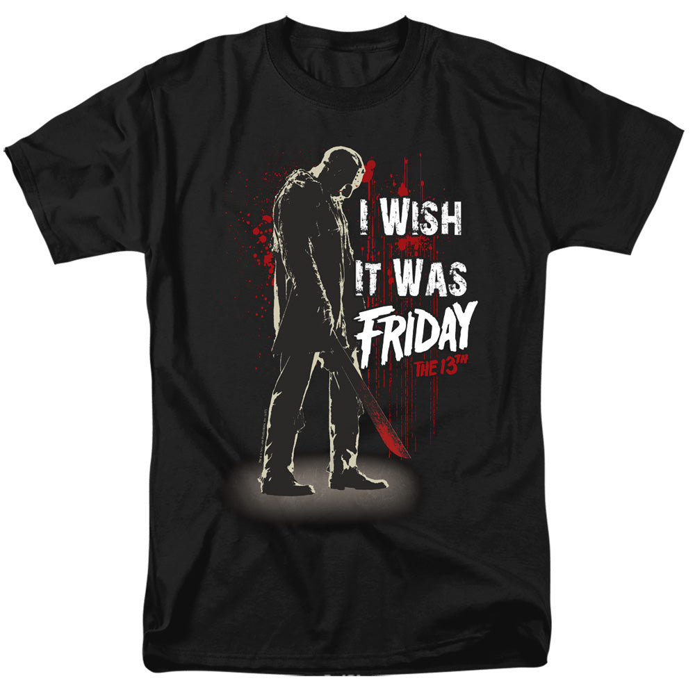 AN OFFCIALLY LICENSED FRIDAY THE 13TH I WISH IT WAS FRIDAY MEN'S REGULAR FIT T-SHIRT BLACK