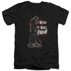 AN OFFCIALLY LICENSED FRIDAY THE 13TH I WISH IT WAS FRIDAY MEN'S V-NECK T-SHIRT BLACK