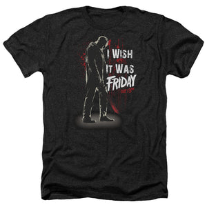 AN OFFCIALLY LICENSED FRIDAY THE 13TH I WISH IT WAS FRIDAY MEN'S HEATHER T-SHIRT CHARCOAL