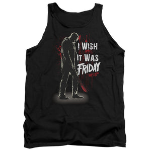 AN OFFCIALLY LICENSED FRIDAY THE 13TH I WISH IT WAS FRIDAY ADULT UNISEX TANK TOP BLACK