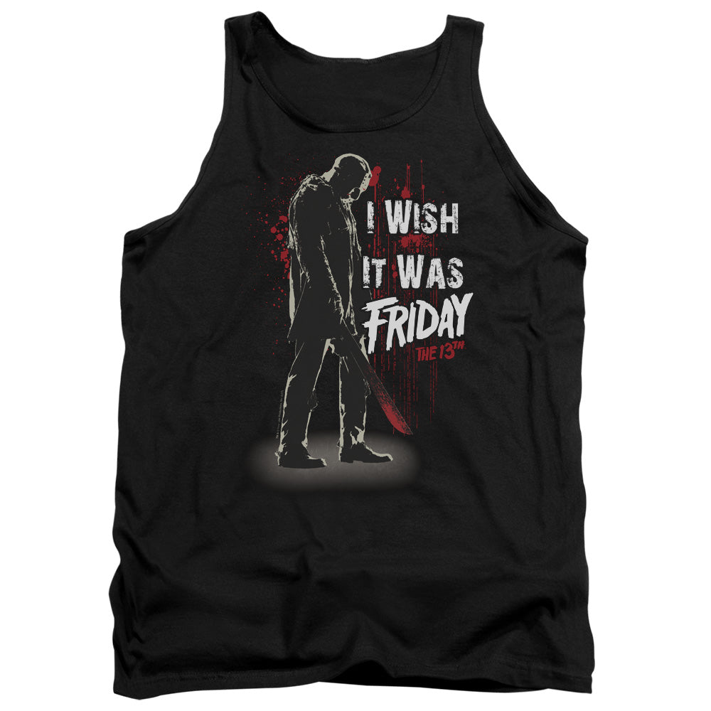 AN OFFCIALLY LICENSED FRIDAY THE 13TH I WISH IT WAS FRIDAY ADULT UNISEX TANK TOP BLACK