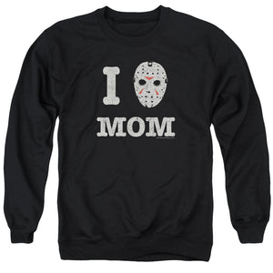 AN OFFCIALLY LICENSED FRIDAY THE 13TH MOMMAS BOY ADULT UNISEX CREWNECK SWEATSHIRT BLACK