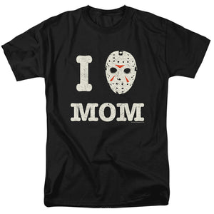 AN OFFCIALLY LICENSED FRIDAY THE 13TH MOMMAS BOY MEN'S REGULAR FIT T-SHIRT BLACK