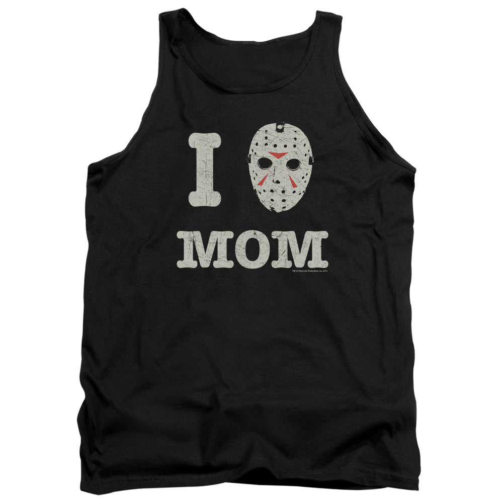 AN OFFCIALLY LICENSED FRIDAY THE 13TH MOMMAS BOY ADULT UNISEX TANK TOP BLACK