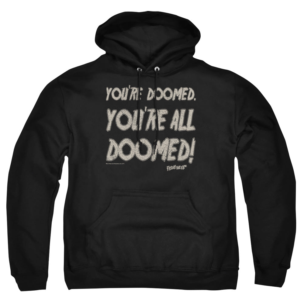 AN OFFCIALLY LICENSED FRIDAY THE 13TH DOOMED ADULT UNISEX PULLOVER HOODIE BLACK