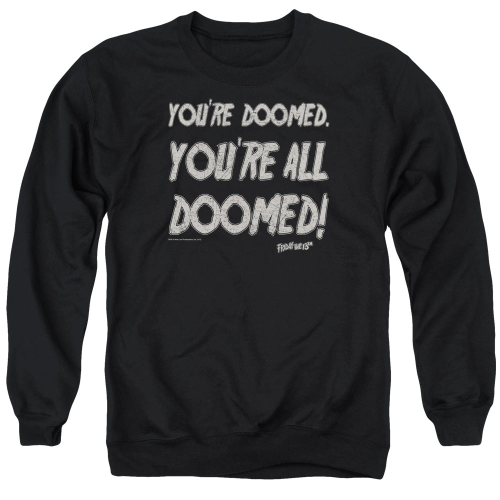 AN OFFCIALLY LICENSED FRIDAY THE 13TH DOOMED ADULT UNISEX CREWNECK SWEATSHIRT BLACK