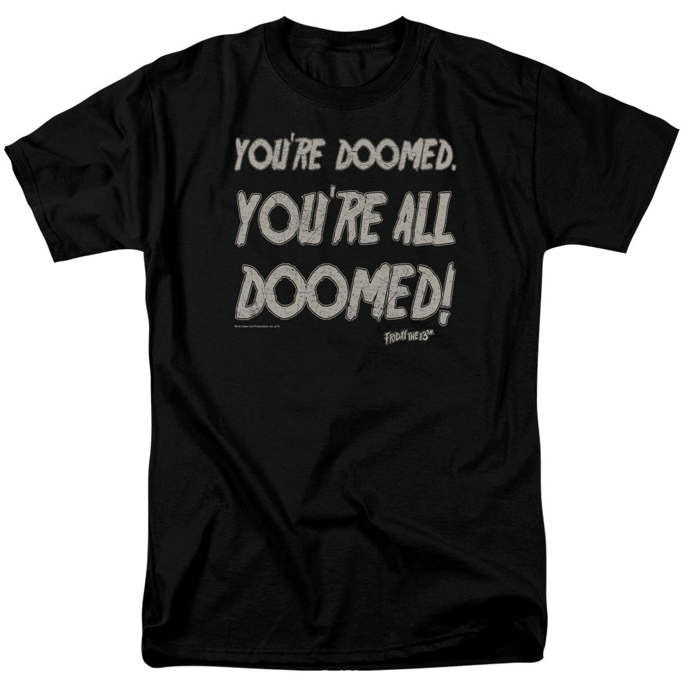 AN OFFCIALLY LICENSED FRIDAY THE 13TH DOOMED MEN'S REGULAR FIT T-SHIRT BLACK