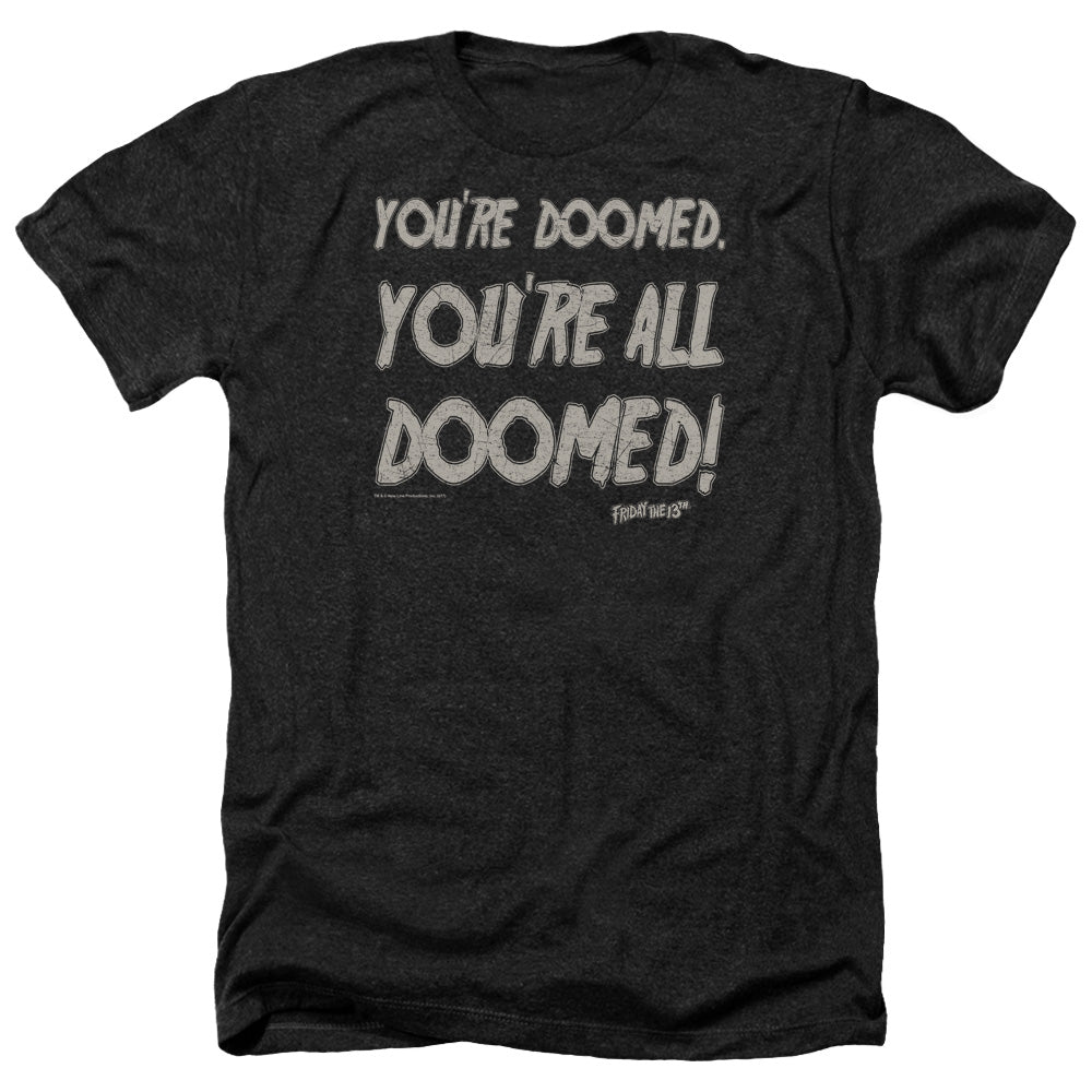 AN OFFCIALLY LICENSED FRIDAY THE 13TH DOOMED MEN'S HEATHER T-SHIRT CHARCOAL