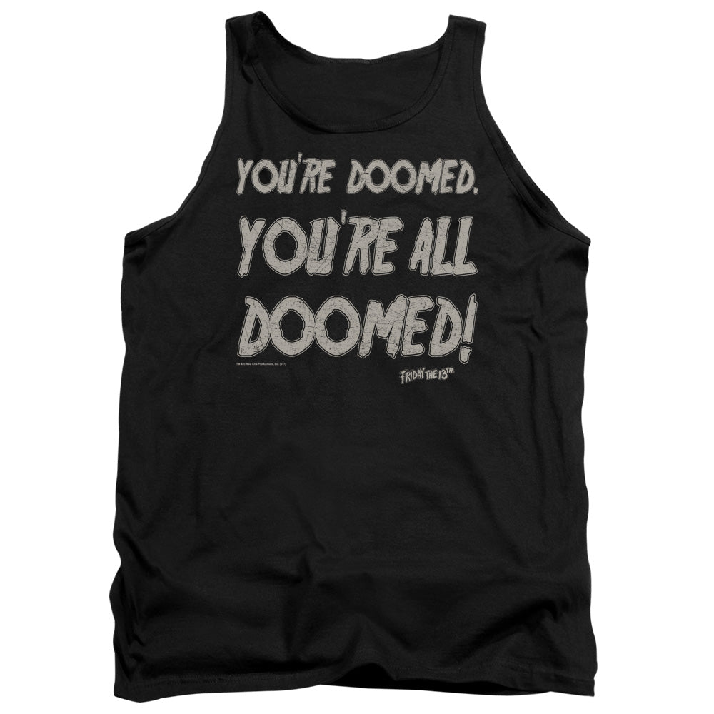 AN OFFCIALLY LICENSED FRIDAY THE 13TH DOOMED ADULT UNISEX TANK TOP BLACK