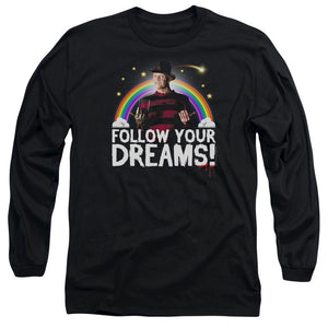 AN OFFCIALLY LICENSED FRIDAY THE 13TH FOLLOW YOUR DREAMS MEN'S LONG SLEEVE T-SHIRT BLACK