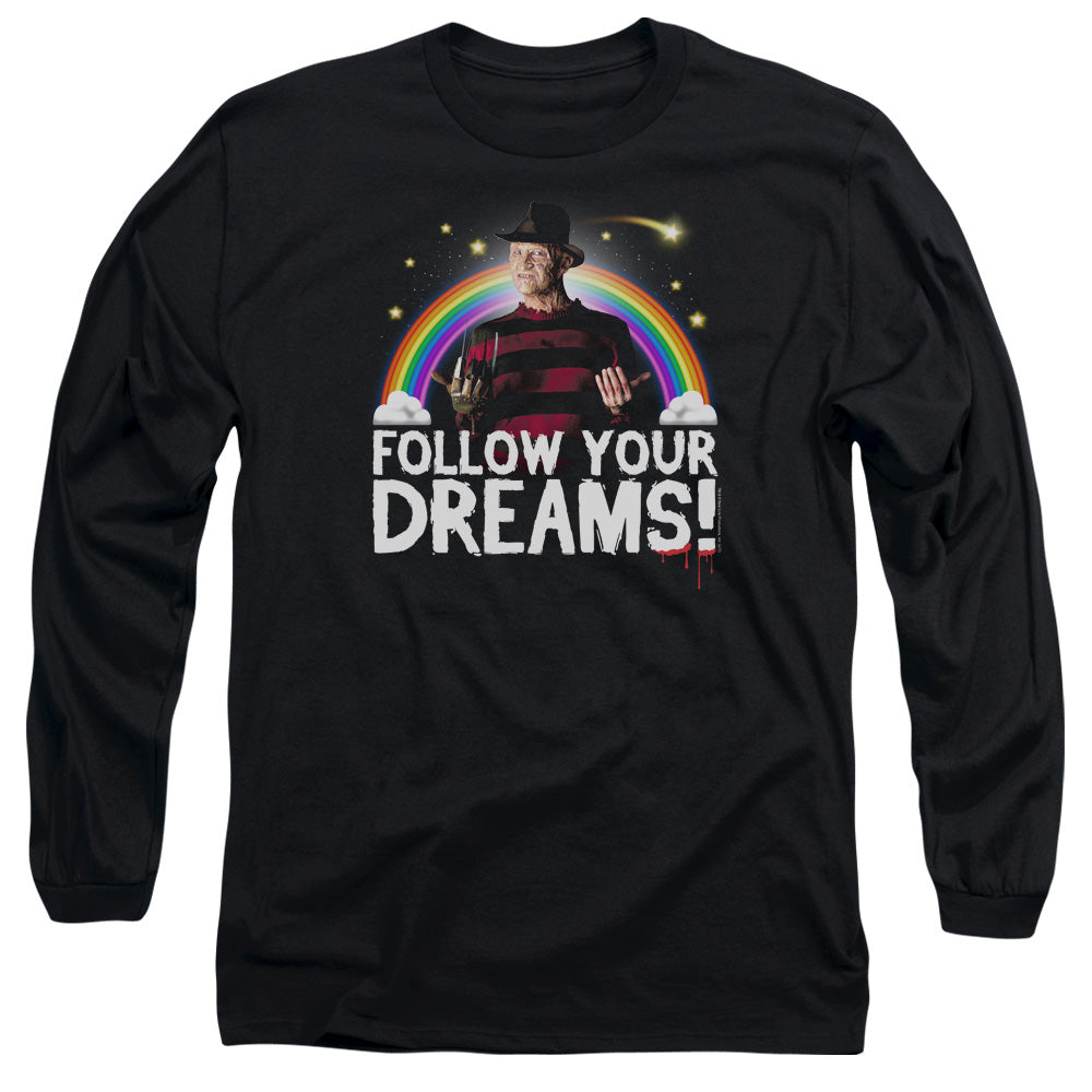AN OFFCIALLY LICENSED FRIDAY THE 13TH FOLLOW YOUR DREAMS MEN'S LONG SLEEVE T-SHIRT BLACK