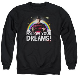 AN OFFCIALLY LICENSED FRIDAY THE 13TH FOLLOW YOUR DREAMS ADULT UNISEX CREWNECK SWEATSHIRT BLACK