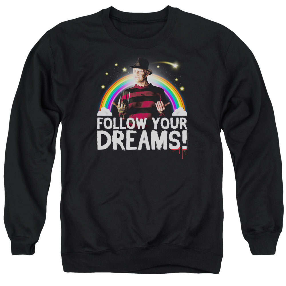 AN OFFCIALLY LICENSED FRIDAY THE 13TH FOLLOW YOUR DREAMS ADULT UNISEX CREWNECK SWEATSHIRT BLACK