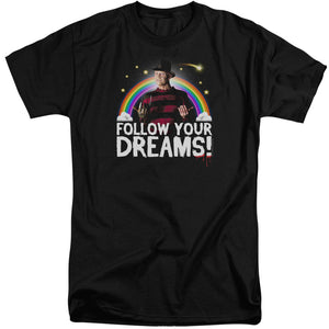 AN OFFCIALLY LICENSED FRIDAY THE 13TH FOLLOW YOUR DREAMS MEN'S TALL FIT T-SHIRT BLACK