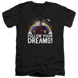 AN OFFCIALLY LICENSED FRIDAY THE 13TH FOLLOW YOUR DREAMS MEN'S V-NECK T-SHIRT BLACK
