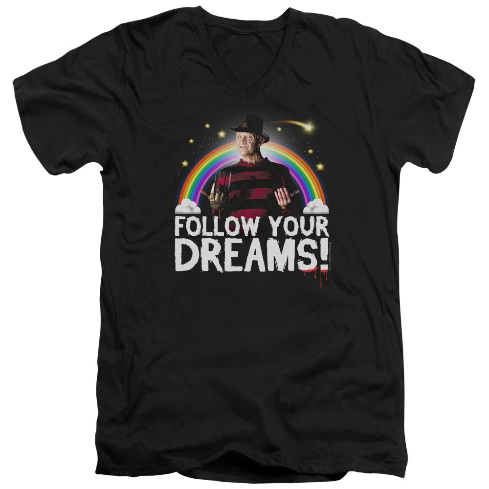 AN OFFCIALLY LICENSED FRIDAY THE 13TH FOLLOW YOUR DREAMS MEN'S V-NECK T-SHIRT BLACK