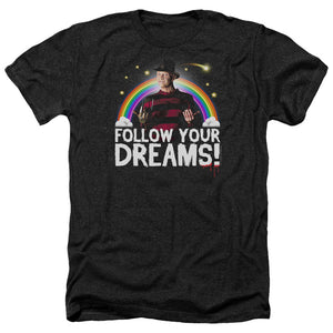AN OFFCIALLY LICENSED FRIDAY THE 13TH FOLLOW YOUR DREAMS MEN'S HEATHER T-SHIRT CHARCOAL