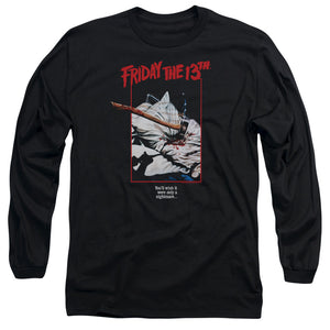 AN OFFCIALLY LICENSED FRIDAY THE 13TH AXE POSTER MEN'S LONG SLEEVE T-SHIRT BLACK