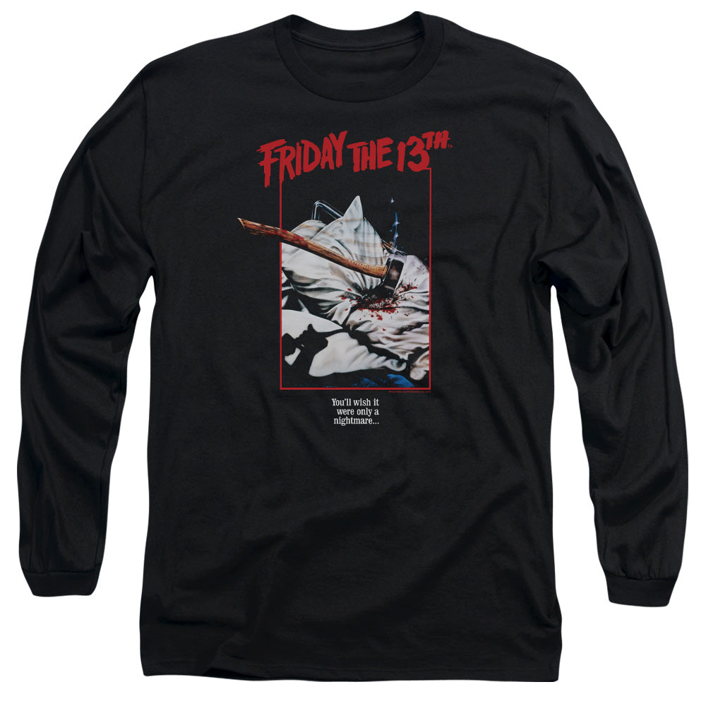 AN OFFCIALLY LICENSED FRIDAY THE 13TH AXE POSTER MEN'S LONG SLEEVE T-SHIRT BLACK