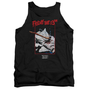 AN OFFCIALLY LICENSED FRIDAY THE 13TH AXE POSTER ADULT UNISEX TANK TOP BLACK