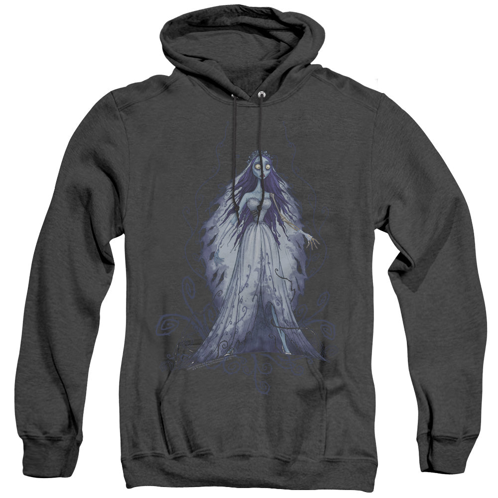 AN OFFCIALLY LICENSED CORPSE BRIDE VINES ADULT UNISEX HEATHER PULLOVER HOODIE BLACK