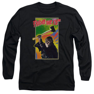 AN OFFCIALLY LICENSED FRIDAY THE 13TH RETRO GAME MEN'S LONG SLEEVE T-SHIRT BLACK
