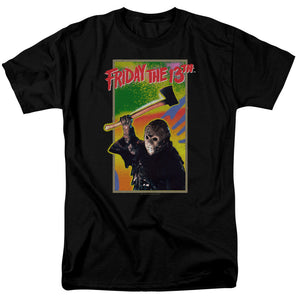 AN OFFCIALLY LICENSED FRIDAY THE 13TH RETRO GAME MEN'S REGULAR FIT T-SHIRT BLACK