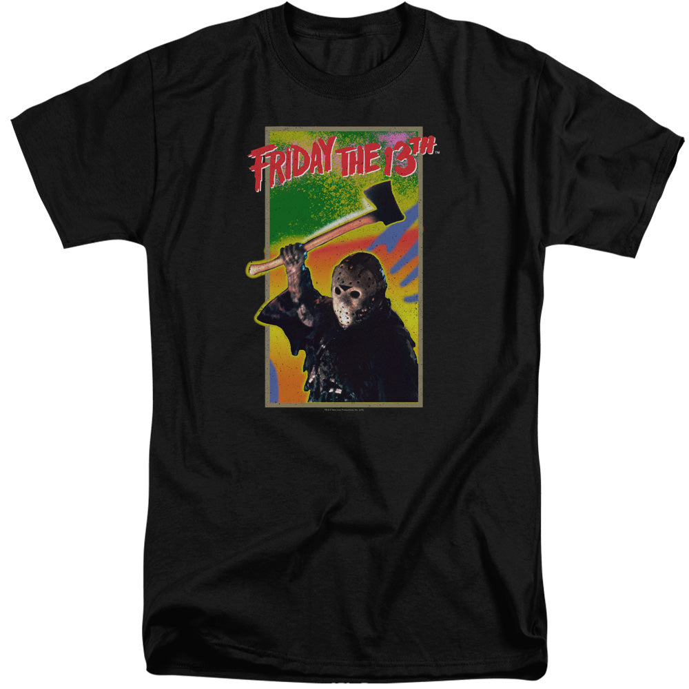 AN OFFCIALLY LICENSED FRIDAY THE 13TH RETRO GAME MEN'S TALL FIT T-SHIRT BLACK