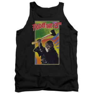 AN OFFCIALLY LICENSED FRIDAY THE 13TH RETRO GAME ADULT UNISEX TANK TOP BLACK