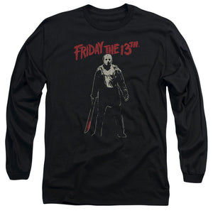 AN OFFCIALLY LICENSED FRIDAY THE 13TH CHCHCH AHAHAH MEN'S LONG SLEEVE T-SHIRT BLACK