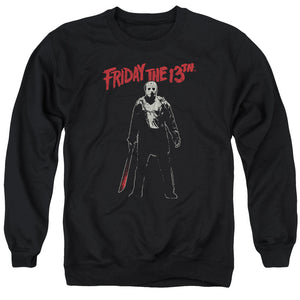 AN OFFCIALLY LICENSED FRIDAY THE 13TH CHCHCH AHAHAH ADULT UNISEX CREWNECK SWEATSHIRT BLACK