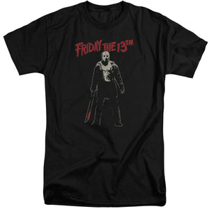 AN OFFCIALLY LICENSED FRIDAY THE 13TH CHCHCH AHAHAH MEN'S TALL FIT T-SHIRT BLACK