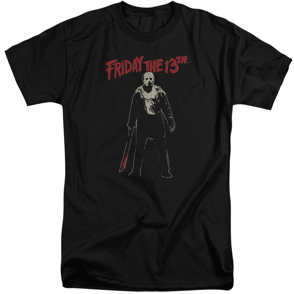 AN OFFCIALLY LICENSED FRIDAY THE 13TH CHCHCH AHAHAH MEN'S TALL FIT T-SHIRT BLACK