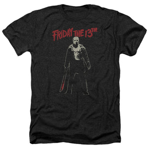 AN OFFCIALLY LICENSED FRIDAY THE 13TH CHCHCH AHAHAH MEN'S HEATHER T-SHIRT CHARCOAL