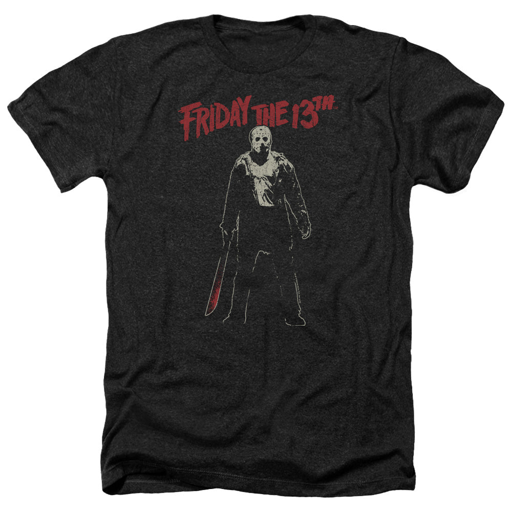 AN OFFCIALLY LICENSED FRIDAY THE 13TH CHCHCH AHAHAH MEN'S HEATHER T-SHIRT CHARCOAL